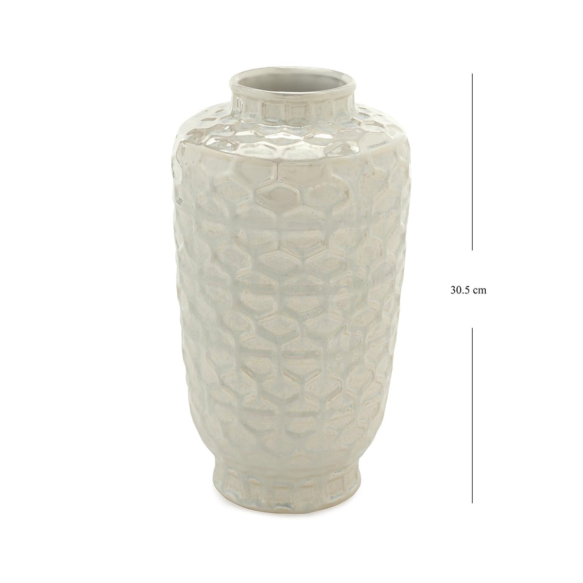 Pure Home + Living Ivory Honeycomb Pearl Finish Ceramic Vase - Medium