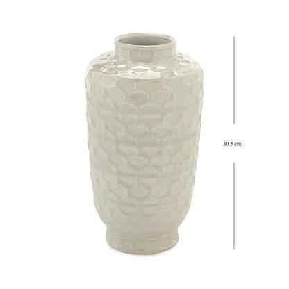 Pure Home + Living Ivory Honeycomb Pearl Finish Ceramic Vase - Medium
