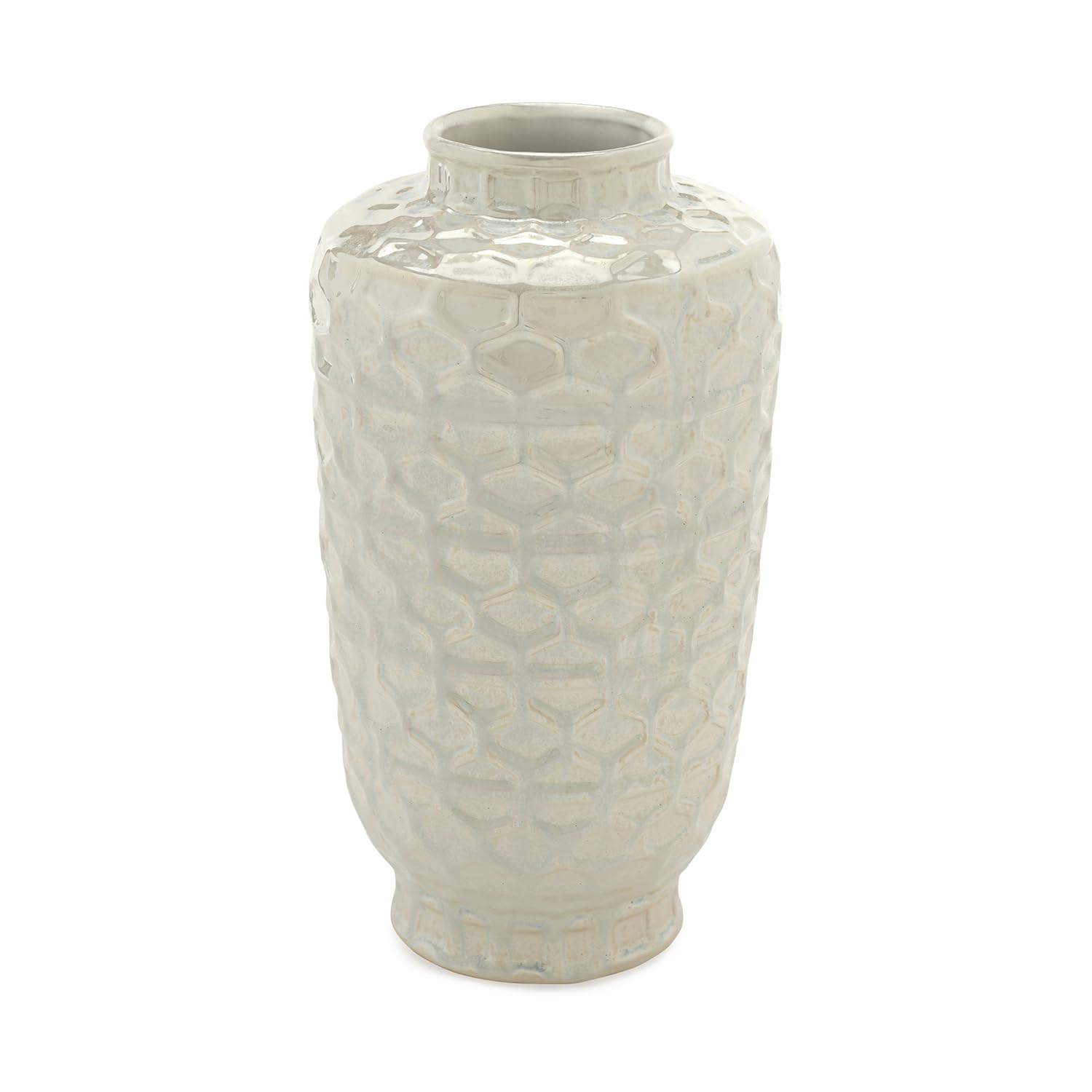 Pure Home + Living Ivory Honeycomb Pearl Finish Ceramic Vase - Medium