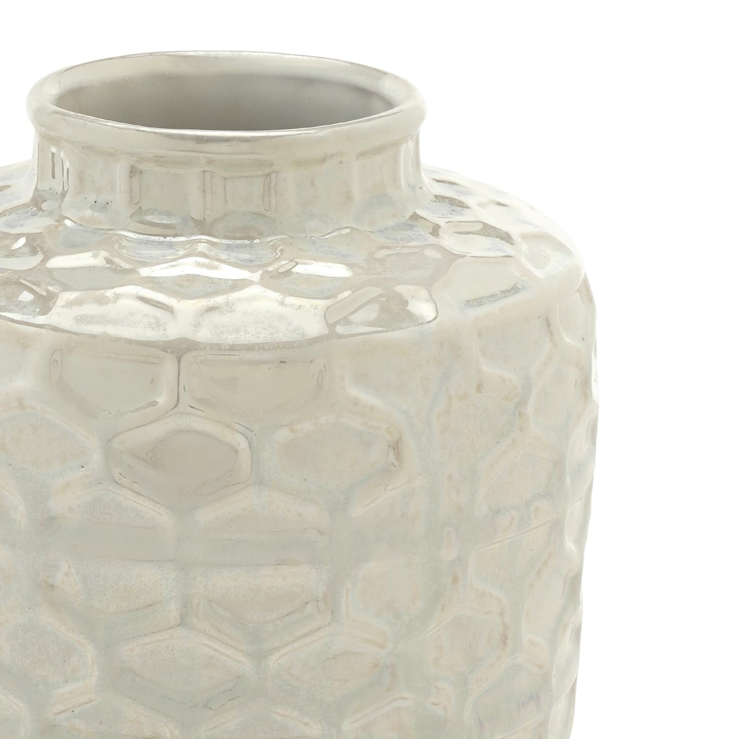 Pure Home + Living Ivory Honeycomb Pearl Finish Ceramic Vase - Medium