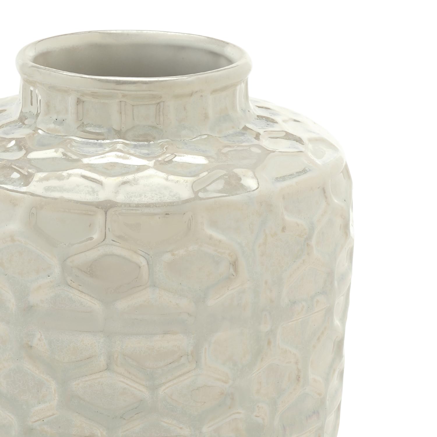 Pure Home + Living Ivory Honeycomb Pearl Finish Ceramic Vase - Medium